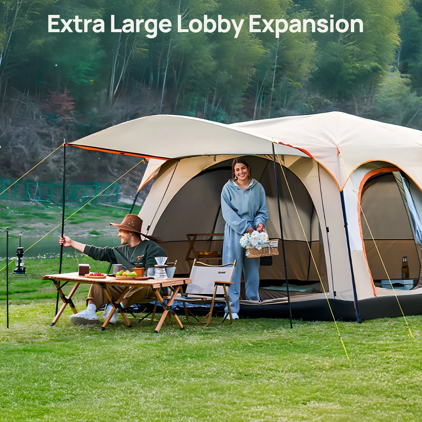 3-6 Person Camp Tent, Sunscreen, Anti-mosquito, Portable Tent, Suitable For Outdoor Camping