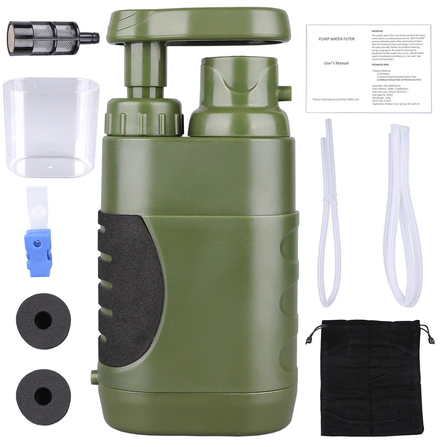 Water purification hand pump