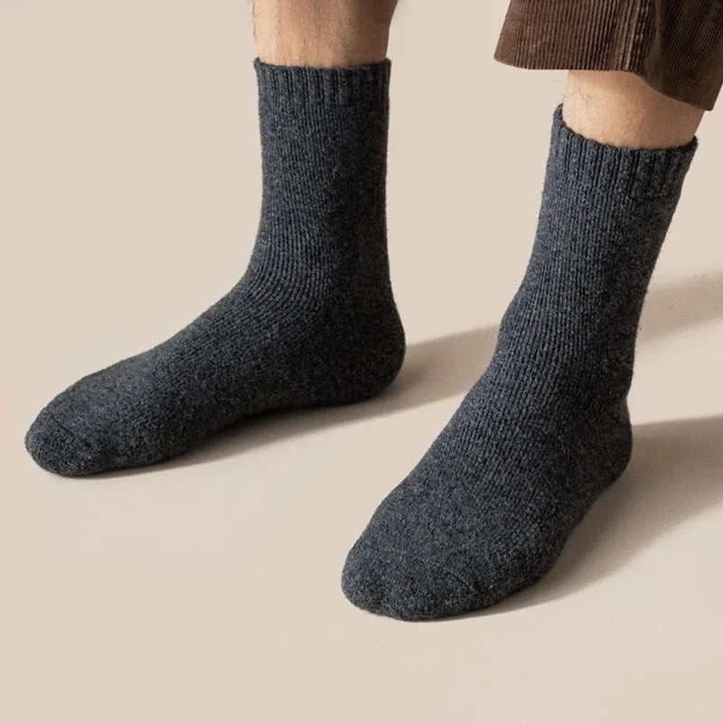 2Pairs/Men's Socks Super Thick Wool High Quality Merino Wool Socks Business Fall Winter Comfortable Mid-leg Socks Large Size Men
