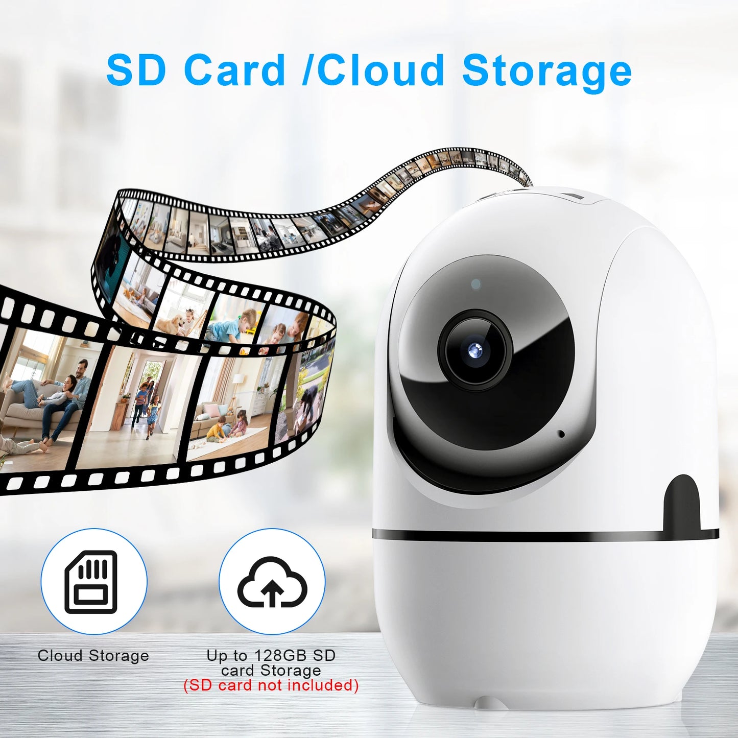 WESECUU Wifi IP Camera 360° Full Coverage PTZ Security Camera 1080P Auto Tracking Wireless Surveillance Night Vision Mini Camera