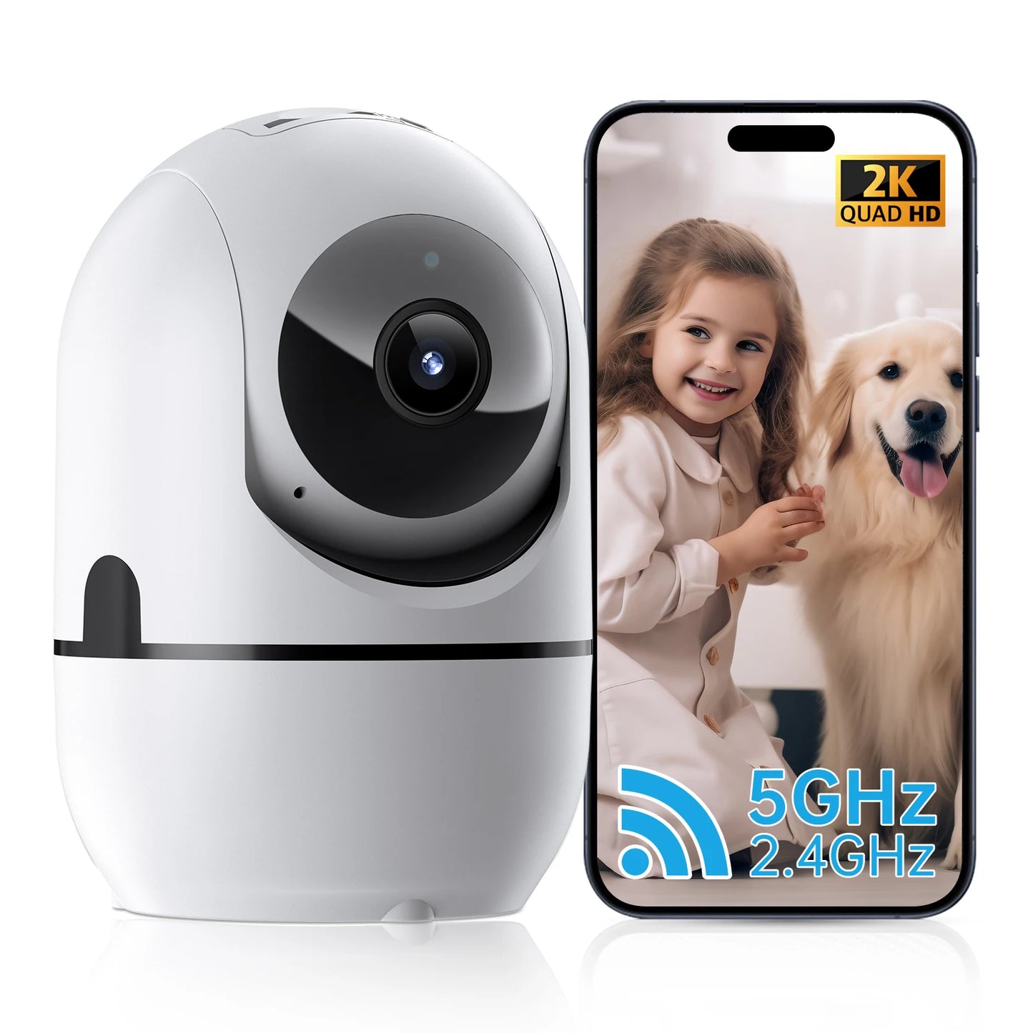 WESECUU Wifi IP Camera 360° Full Coverage PTZ Security Camera 1080P Auto Tracking Wireless Surveillance Night Vision Mini Camera