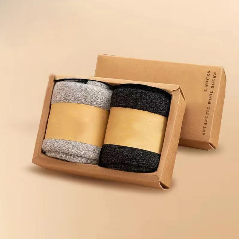 2Pairs/Men's Socks Super Thick Wool High Quality Merino Wool Socks Business Fall Winter Comfortable Mid-leg Socks Large Size Men