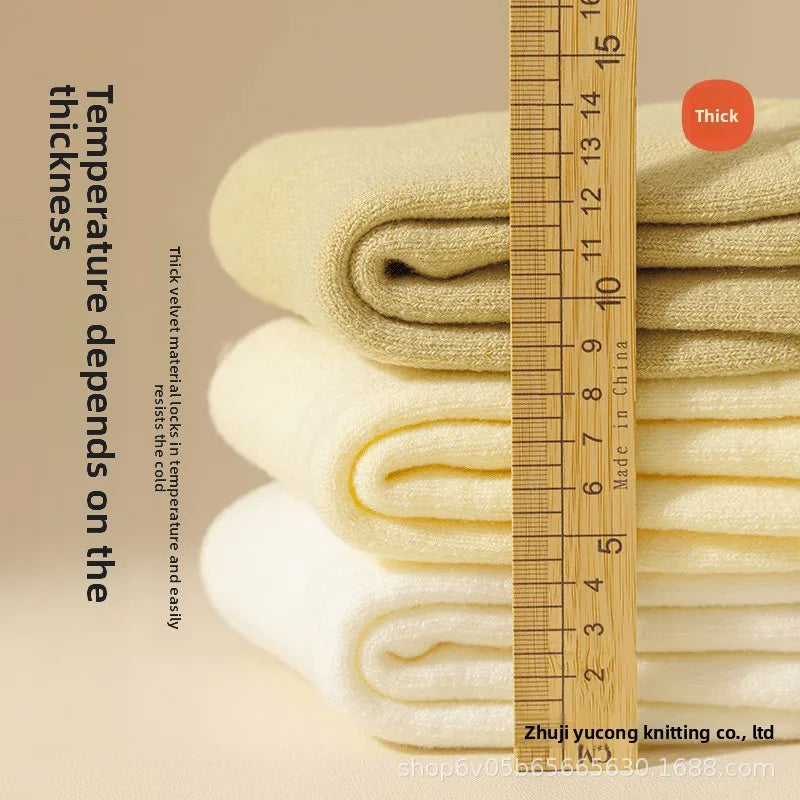 Cashmere socks for children, autumn and winter styles, mid tube socks with thick wool and plush, warm postpartum period