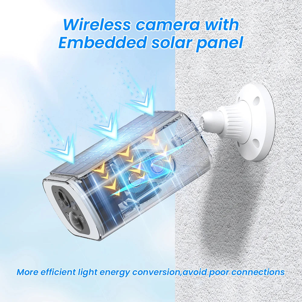 ANRAN 2K Solar Camera 4PCS Home Security Cameras Set 2.4G Wireless WIFI Camera Built-in Battery,Floodlight,Color Night Vision