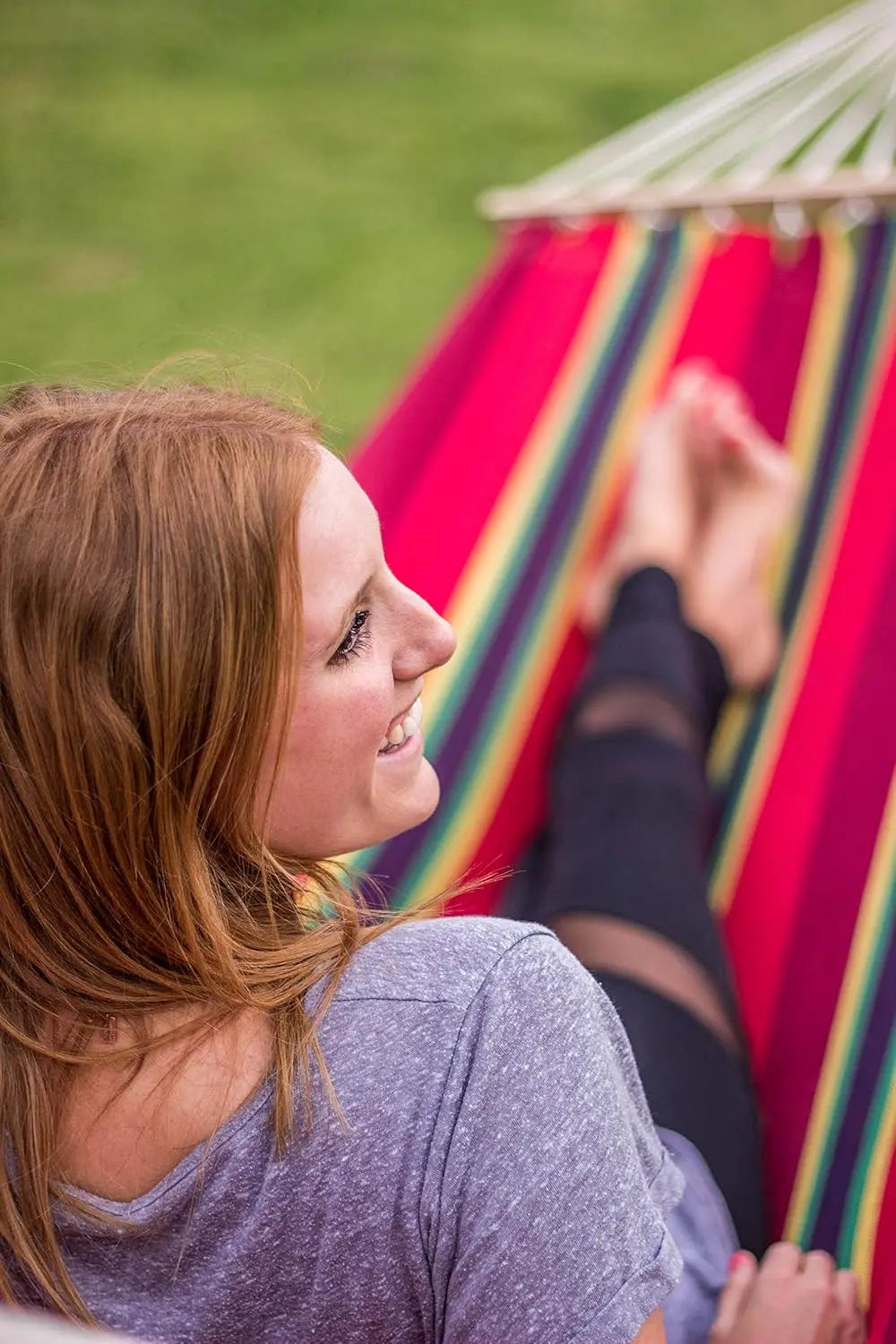 Cotton Blend Hammock with Hardwood Spreader Bars for Indoor Outdoor Use, 78x37 Inch, 240 lbs Capacity, Burgundy