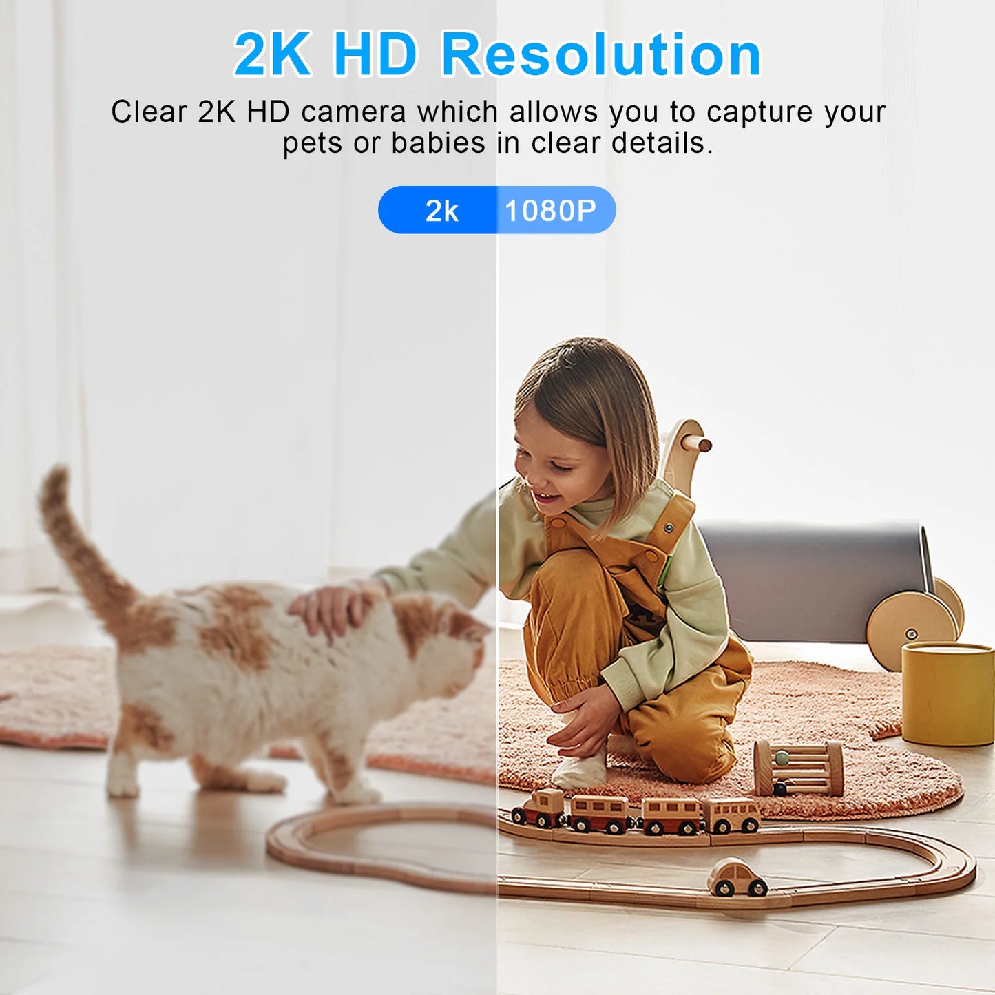 WESECUU Wifi IP Camera 360° Full Coverage PTZ Security Camera 1080P Auto Tracking Wireless Surveillance Night Vision Mini Camera
