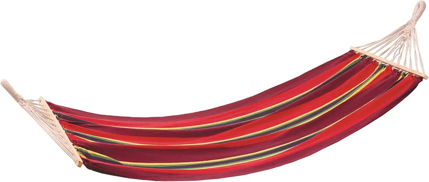 Cotton Blend Hammock with Hardwood Spreader Bars for Indoor Outdoor Use, 78x37 Inch, 240 lbs Capacity, Burgundy