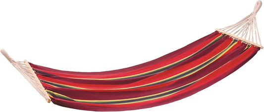 Cotton Blend Hammock with Hardwood Spreader Bars for Indoor Outdoor Use, 78x37 Inch, 240 lbs Capacity, Burgundy