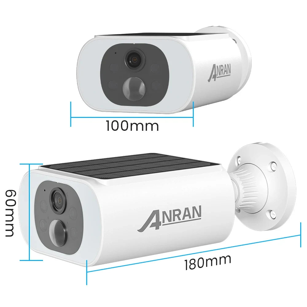 ANRAN 2K Solar Camera 4PCS Home Security Cameras Set 2.4G Wireless WIFI Camera Built-in Battery,Floodlight,Color Night Vision
