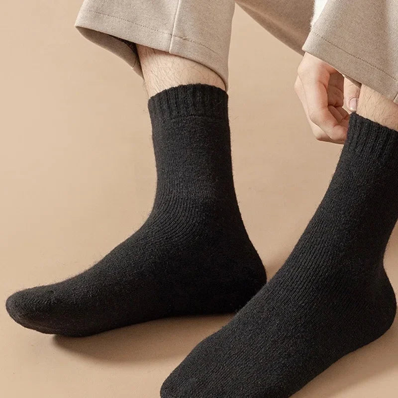 2Pairs/Men's Socks Super Thick Wool High Quality Merino Wool Socks Business Fall Winter Comfortable Mid-leg Socks Large Size Men
