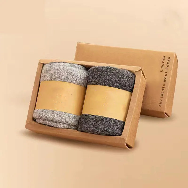 2Pairs/Men's Socks Super Thick Wool High Quality Merino Wool Socks Business Fall Winter Comfortable Mid-leg Socks Large Size Men