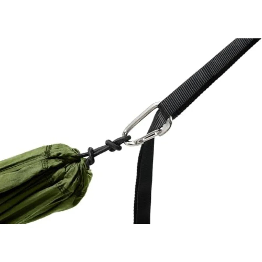 TravelNest Hammock Straps Combo - Portable hiking and camping hammock with nylon straps, moss green, ultra-lightweight and comp