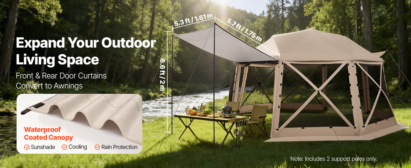 SucceBuy Pop up Gazebo Screen Tent Camping Canopy Tent w/ Removable Top&Carry Bag Quick-Set&Bite-Proof Screen House Sun Shelter