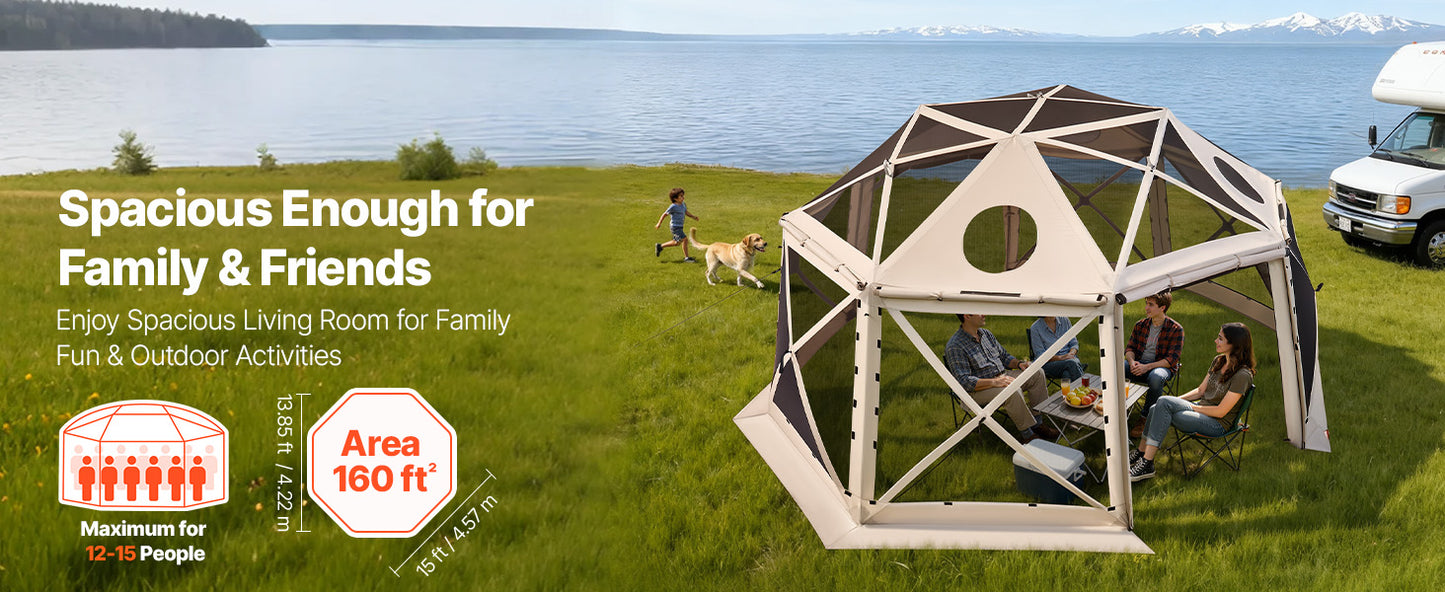 SucceBuy Pop up Gazebo Screen Tent Camping Canopy Tent w/ Removable Top&Carry Bag Quick-Set&Bite-Proof Screen House Sun Shelter