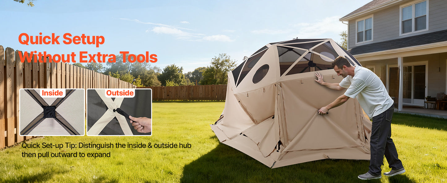 SucceBuy Pop up Gazebo Screen Tent Camping Canopy Tent w/ Removable Top&Carry Bag Quick-Set&Bite-Proof Screen House Sun Shelter