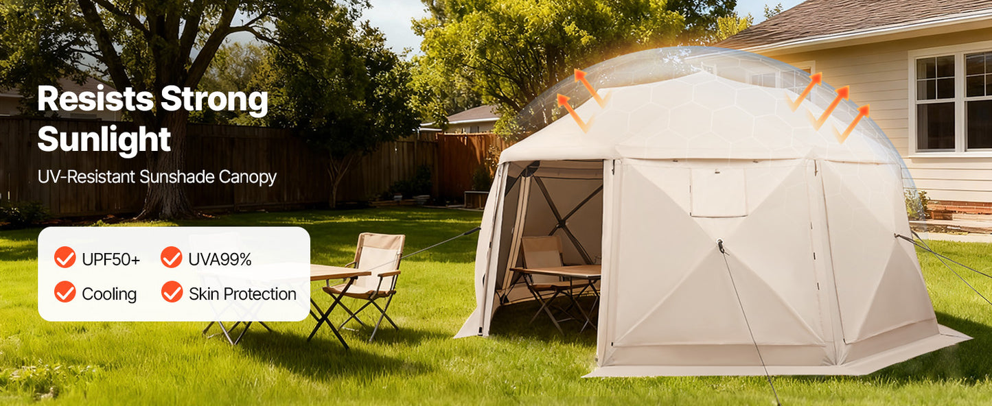 SucceBuy Pop up Gazebo Screen Tent Camping Canopy Tent w/ Removable Top&Carry Bag Quick-Set&Bite-Proof Screen House Sun Shelter