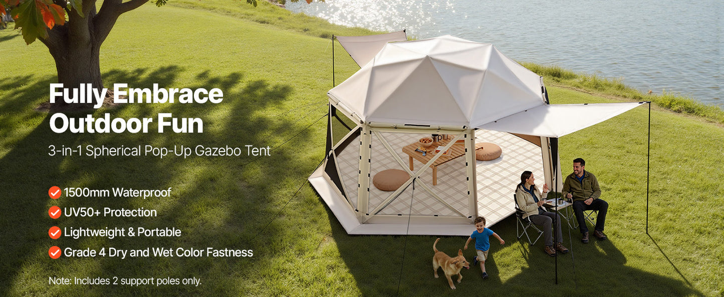 SucceBuy Pop up Gazebo Screen Tent Camping Canopy Tent w/ Removable Top&Carry Bag Quick-Set&Bite-Proof Screen House Sun Shelter